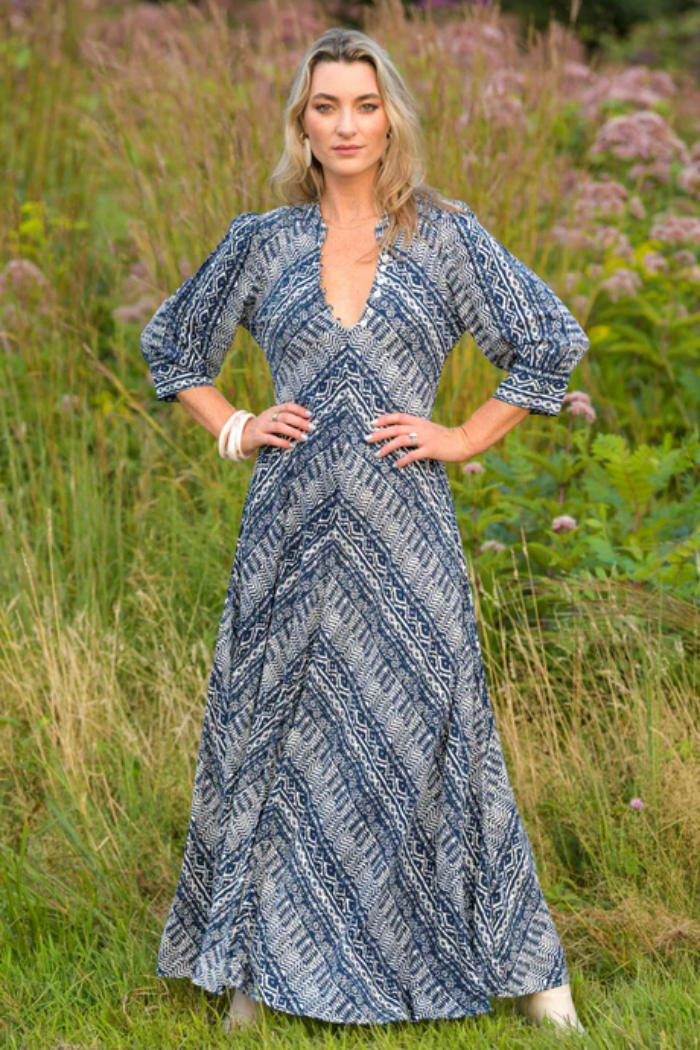 Daphne Dress - Indigo Aztec Indigo Aztec / M Daphne Dress - Indigo Aztec Indigo Aztec / M