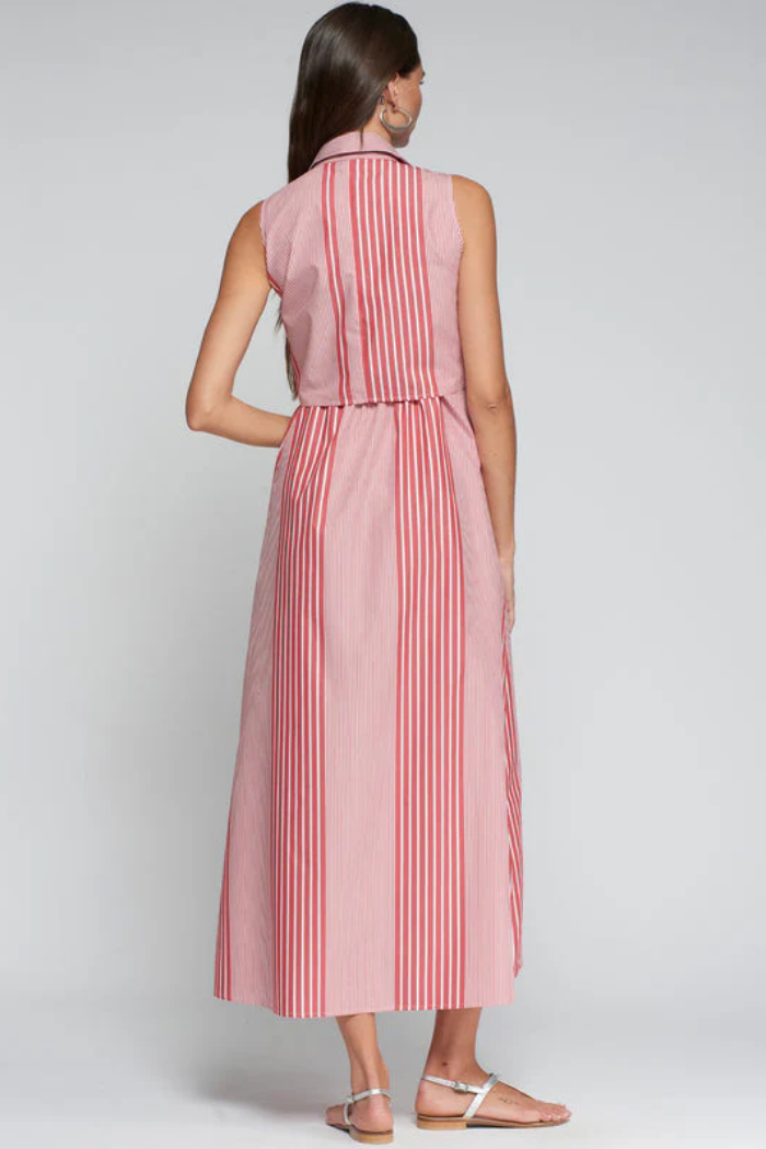red stripe shirt dress Plus Size Red & White Striped Cotton Shirt Dress for Women